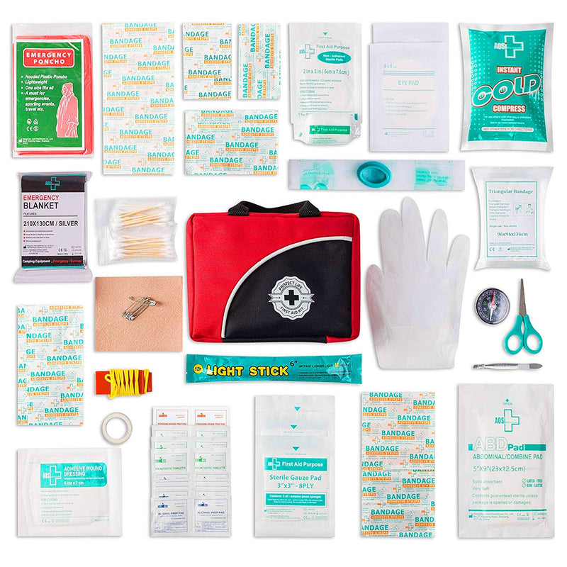 First Aid Kit - 160 Piece - for Car, Travel, Camping, Home, Office, Sports, Survival | Complete Emergency Bag Fully stocked with Medical Supplies