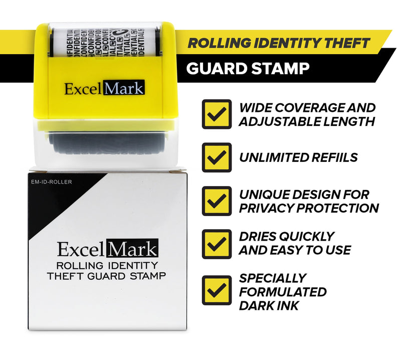 ExcelMark Rolling Identity Theft Guard Stamp (ID Theft Roller Stamp)