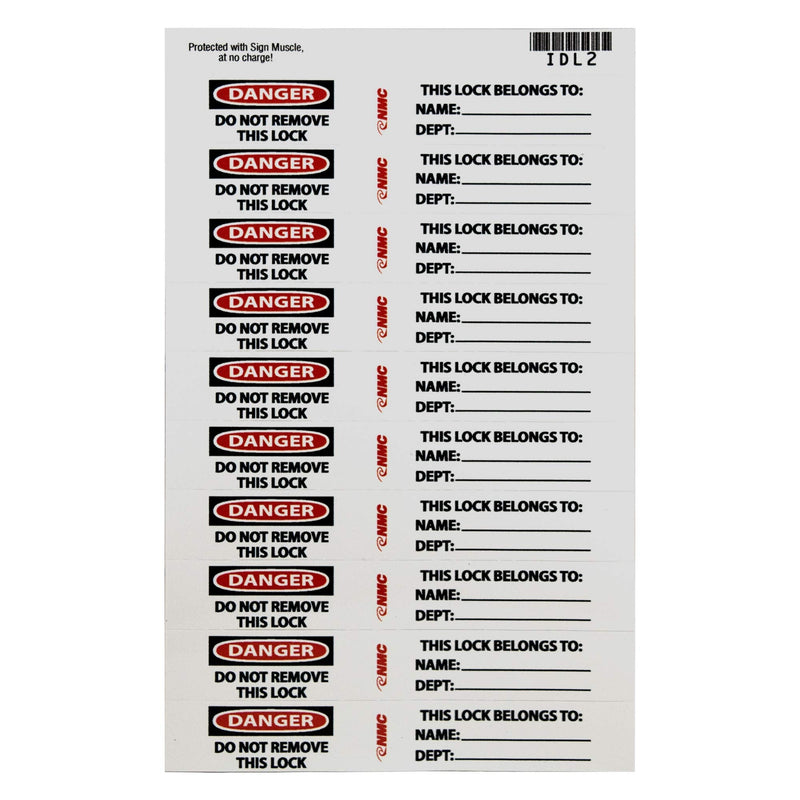 NMC IDL1 DANGER Label - [Pack of 40] ¾ in. x 5 in. PS Vinyl Danger Lockout Stick-On Label