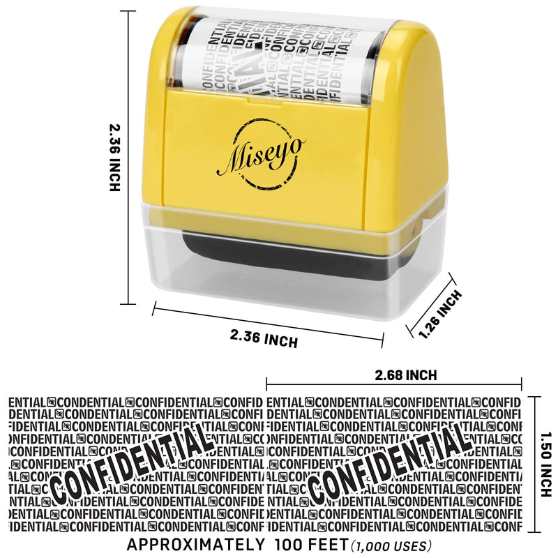 Miseyo Wide Roller Stamp Identity Theft Stamp 1.5 Inch Perfect for Privacy Protection - 3Pcs Set (Yellow) Yellow 3 Pack