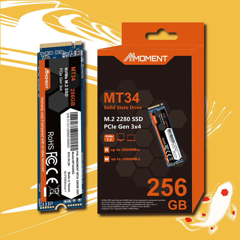 Mmoment 256GB NVMe M.2 2280 PCIe Gen 3x4, Solid State Drive Internal SSD