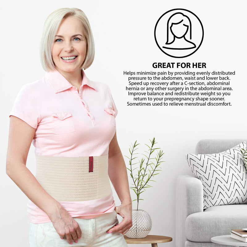 ORTONYX 6.25" Abdominal Binder for Men and Women / Postpartum Post-operative Post-surgery Wrap / Abdomen Navel Umbilical Hernia Support Belt / 524006 Beige L/XXL Large/2X-Large (Pack of 1)