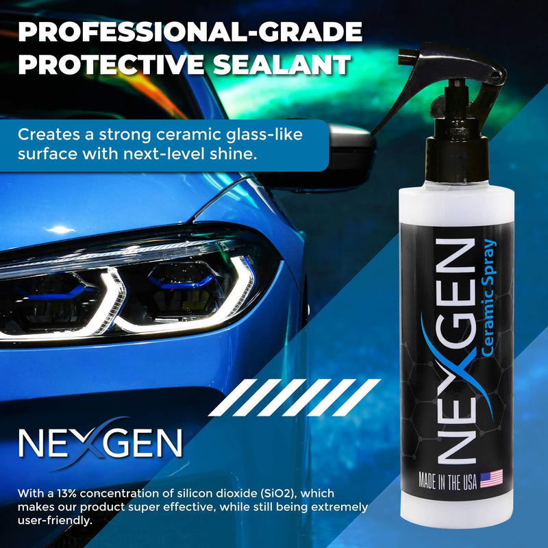 Nexgen Ceramic Spray Silicon Dioxide — Ceramic Coating Spray for Cars — Professional-Grade Protective Sealant Polish for Cars, RVs, Motorcycles, Boats, and ATVs — 8oz Bottle