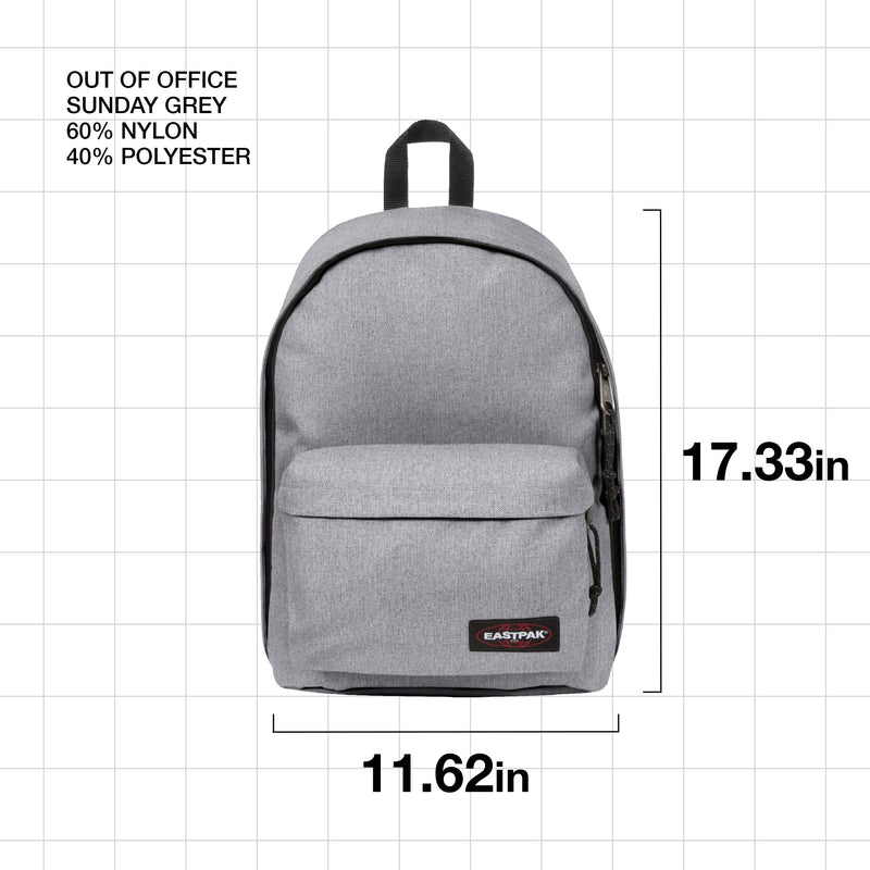Eastpak Out of Office Backpack - Bag with 13" Laptop Sleeve - For School, Travel, Work, or Bookbag - Sunday Grey