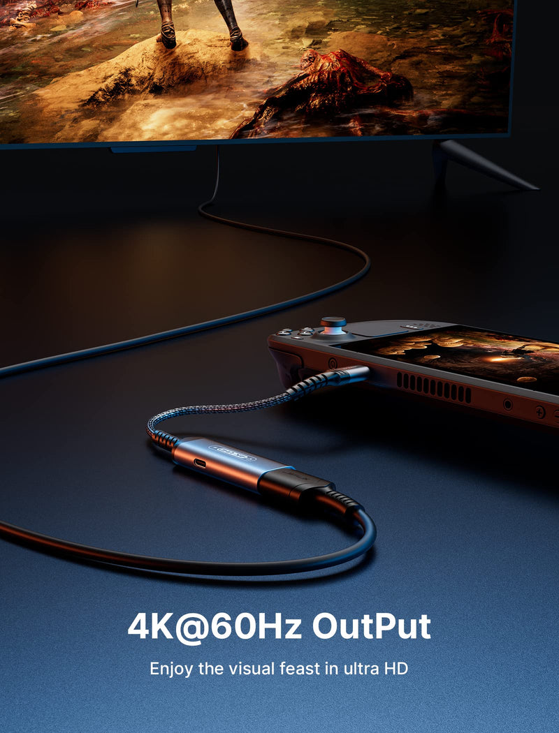 JSAUX USB C to HDMI Adapter and Charger for Steam Deck, 2-in-1 4K @ 60Hz Type-C to HDMI 2.0 Female Adapter and PD 100W Fast Charging Compatible with Samsung Galaxy S22 S21 S20 Note 20 10 9 8 S10 S9 S8