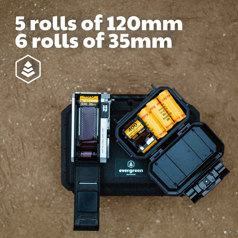 Professional Waterproof Film Carrying and Storing Case | 35mm(7 Rolls) & 120mm(5 Rolls) Photo Film | Light Sealed, Waterproof, Crushproof (Black) Black