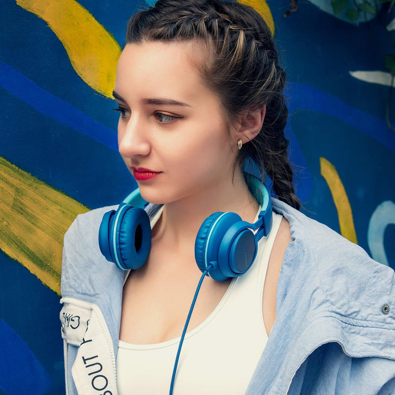 AILIHEN C8 (Upgraded) Headphones with Microphone and Volume Control Folding Lightweight Headset for Cellphones Tablets Smartphones Chromebook Laptop Computer PC Mp3/4 (Indigo) Indigo