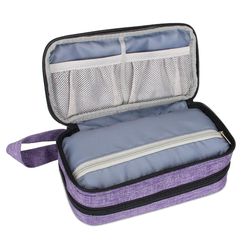 Luxja Essential Oil Carrying Case - Holds 12 Bottles (5ml-15ml, Also Fits for Roller Bottles), Portable Double-Layer Organizer for Essential Oil and Accessories, Purple