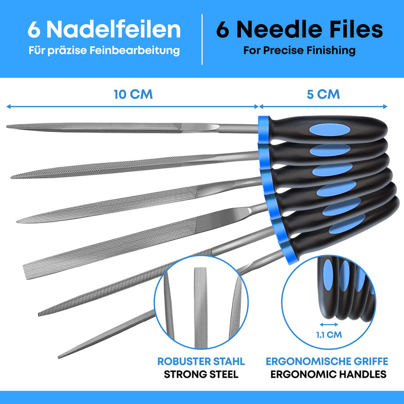 EFFEKTWERK needle files set - 6 pieces - mini file set for wood metal plastic - file set small 6 pieces