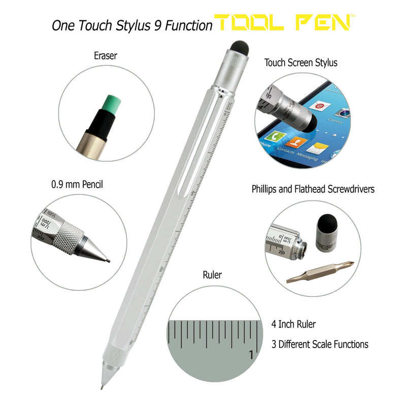 Monteverde USA One Touch Tool Stylus, 0.9mm Pencil, Silver (MV35241)