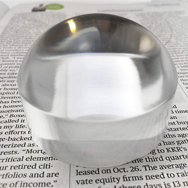 MagDepo Acrylic Dome Magnifier 2.5 inch 4X Crystal Glass Paperweight with 2 Pack of Bonus Card Magnifying Glass Polishing Pouch for Blueprints, Maps, and Newspapers