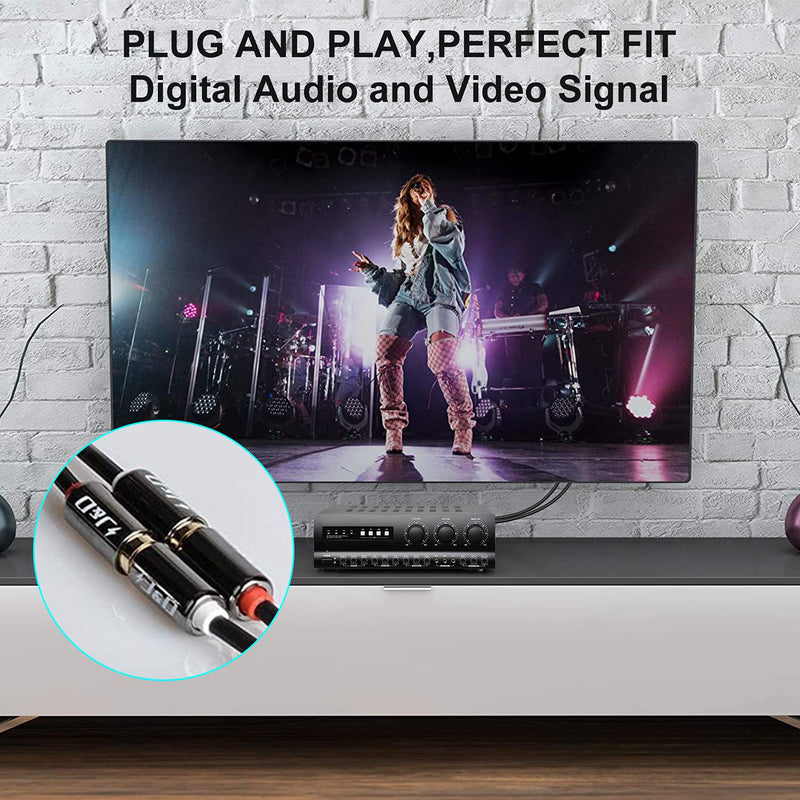 J&D 2 RCA to 2 RCA Cable, 2-Pack Gold Plated Copper Shell Heavy Duty 2RCA Male to 2RCA Female Stereo Audio Extension Cable, RCA Cable, 6 Feet