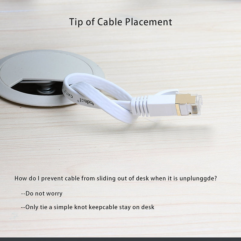 Cat 7 Ethernet Cable 25 ft Shielded - Solid Flat Internet Network Computer Patch Cord, Faster Than Cat5e/Cat5/cat6 Network, Slim Cat7 High Speed LAN Wire with Rj45 Connectors for Router, Modem – White 25ft