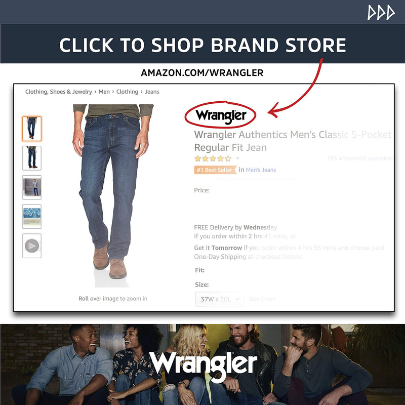 Wrangler Authentics Men's Classic 5-Pocket Regular Fit Cotton Jean Standard 28W x 30L Black