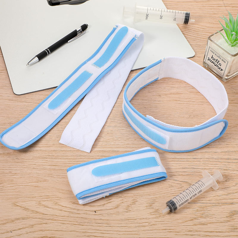 4 Pcs Catheter Holder Urine Drainage Bag Leg Band Band Straps Anti Slip Urinary Catheter Bag Leg Holder Elastic Foley Catheter Stabilization Device for Men Women, 2 x 23.6 Inch, White and Blue