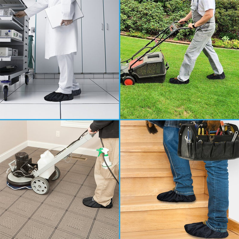 LINKEASE Reusable Boot & Shoe Covers Water Resistant Non Skid and Washable for Real Estate Contractors to Keep Floors Carpets Footwear and Rooms Clean - 5 Pairs (Extra Large, Black) Extra Large