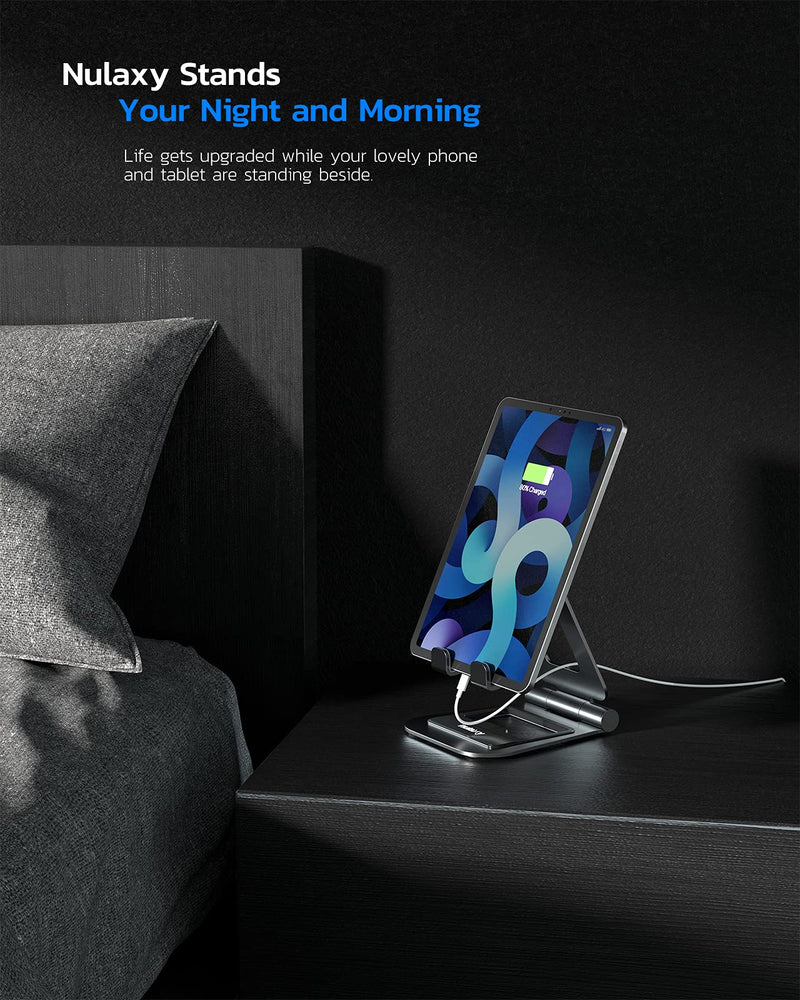 Nulaxy A5 Tablet Stand, Fully Adjustable Foldable Desktop Stand Holder Compatible with iPad Air 4/Mini, New iPad 10.2/9.7, iPad Pro 11/12.9, Samsung, Nintendo, All Mobile Devices (4-14’’) , Black