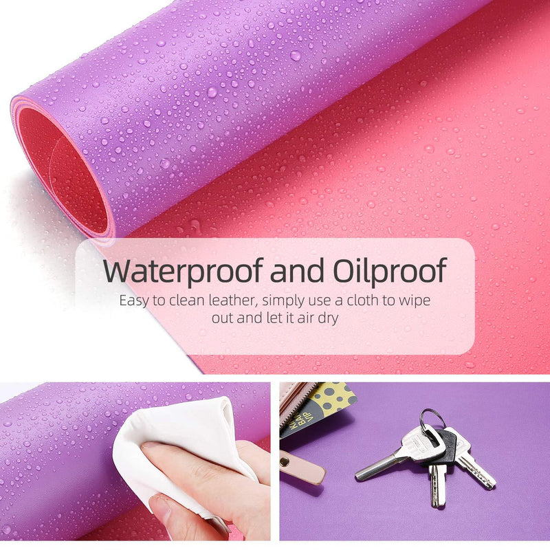 YSAGi Multifunctional Office Desk Pad, Ultra Thin Waterproof PU Leather Mouse Pad, Dual Use Desk Writing Mat for Office/Home (23.6" x 13.7", Aconite Violet+Eosine Pink) 23.6" x 13.7"