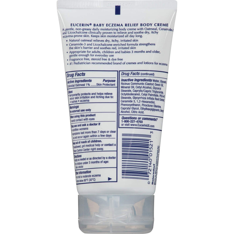 Eucerin Baby Eczema Relief Body Cream - Steroid & Fragrance Free for 3+ Months of Age - 5 oz. Tube Body Crème