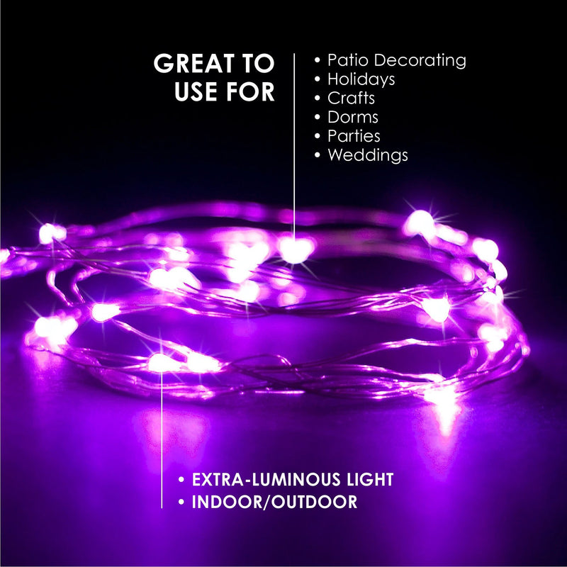 RTGS Products 30 LEDs Lights Indoor and Outdoor 9.5 FEET String Lights, Fairy Lights Battery Powered for Patio, Bedroom, Holiday Decor, etc (Pink) Pink