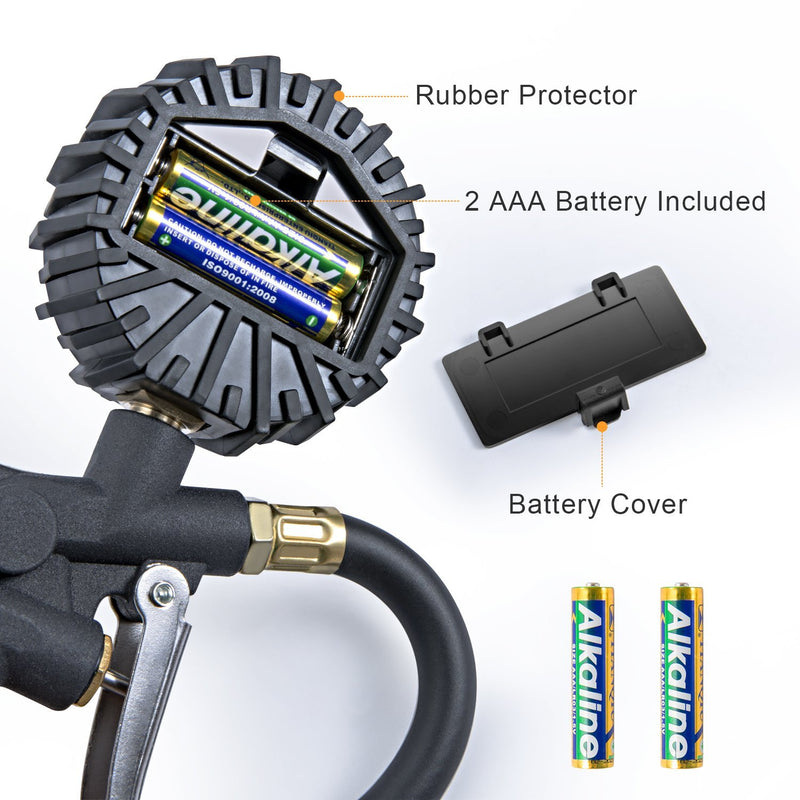 AstroAI Digital Tire Inflator with Pressure Gauge, 250 PSI Air Chuck and Compressor Accessories Heavy Duty with Rubber Hose and Quick Connect Coupler for 0.1 Display Resolution