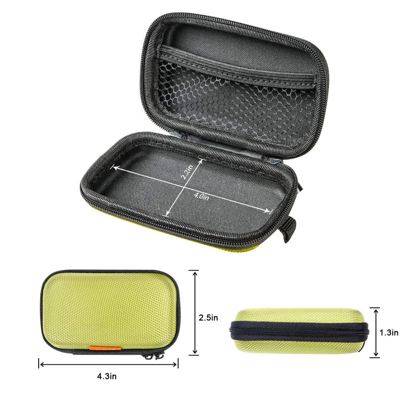 GLCON Rectangle Shaped Portable Protection Hard EVA Case,Mesh Inner Pocket,Zipper Enclosure Durable Exterior,Lightweight Universal Carrying Bag Wired/Bluetooth Headset Charger Change Purse (Green) Green