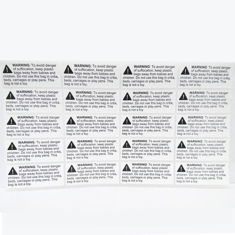 Rectangular Suffocation Warning Labels - Pack of 1000, 2.4 x 1"