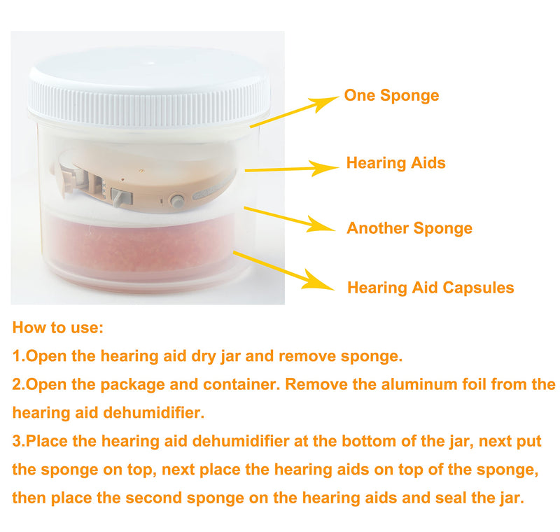 Wisesorb Hearing Aid Dryer, Hearing Aid Dehumidifier, Hearing Drying Jar and Dehumidifier Set (1 Container and 1pcs × 30g Capsules) 1 Jar+1 Dryer