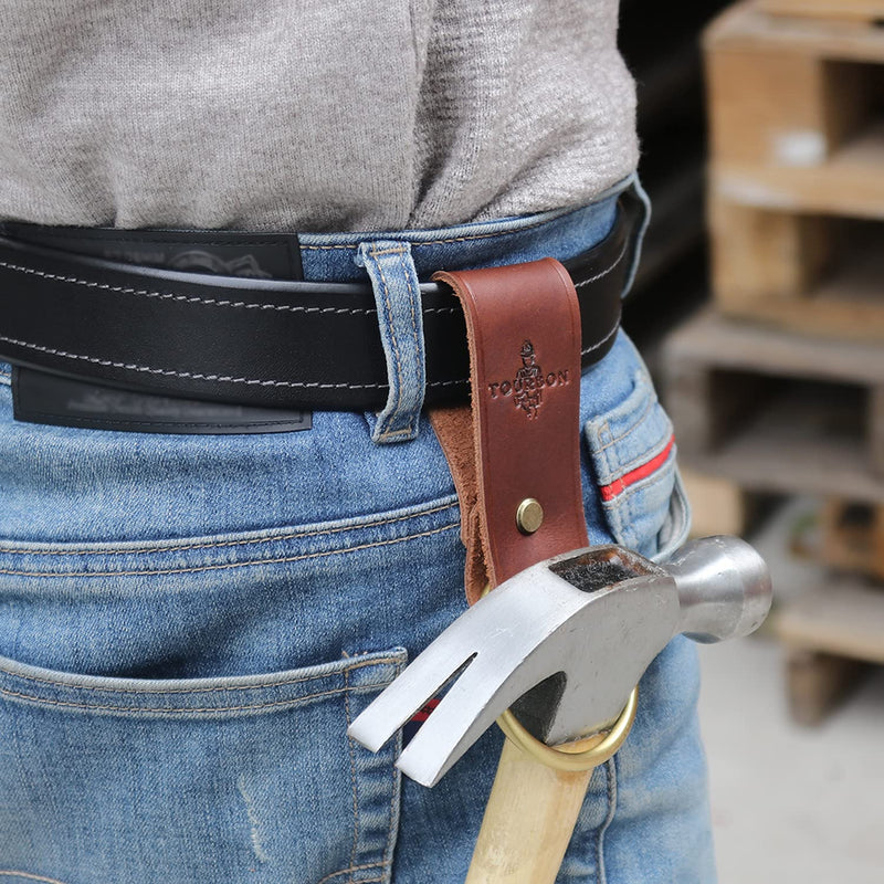 TOURBON Leather Ring Hammer Hatchet Holder Tool Holster Brown
