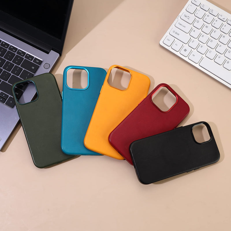 Dawn DG.works Premium Natural Leather Wrapped case | Compatible with Strong Wireless Charging | 13 (Mustard) Mustard