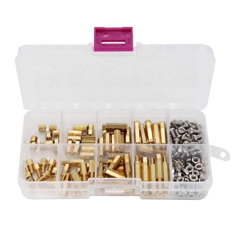 binifiMux 200Pcs M3 Hex Brass Spacer Standoff Srcrews Nuts Assortment Kit, Male Female, Machine Screws Nuts