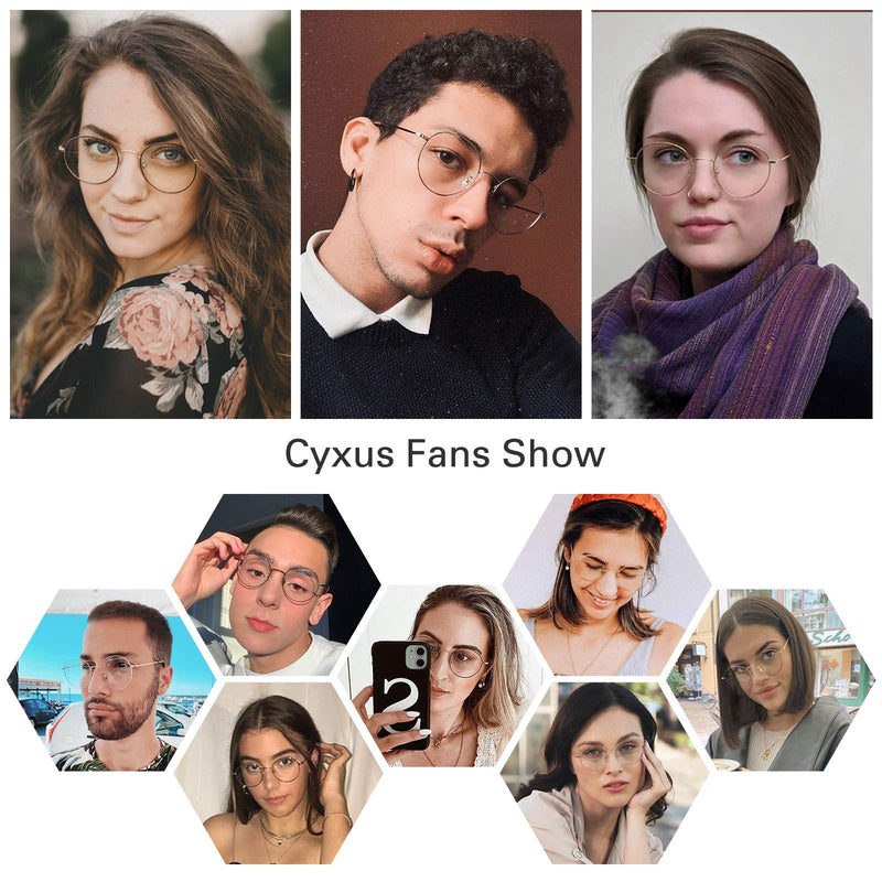 Cyxus Round Blue Light Glasses for Men Women Wire Frame UV Blocking Computer Glasses Clear Lens Metal Eyewear Ultra Light Relieve Digital Screen Eye Strain, Headache 00 - Black