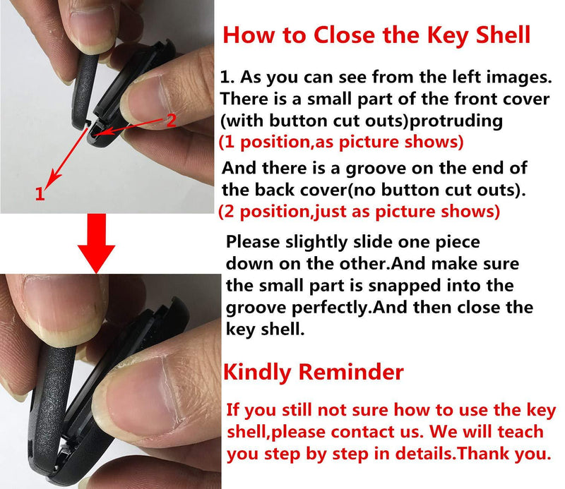 2 Pack Key Fob Shell Case Fit for Honda Accord Civic EX Pilot Keyless Entry Remote Key Housing Replacement with Free Screwdriver Casing Only (Black 2 Pack)