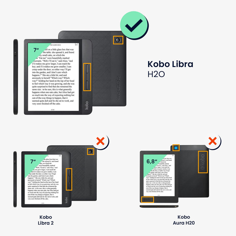 kwmobile Origami Case Compatible with Kobo Libra H2O - Case Ultra Slim Fit PU Leather Cover with Stand - Petrol