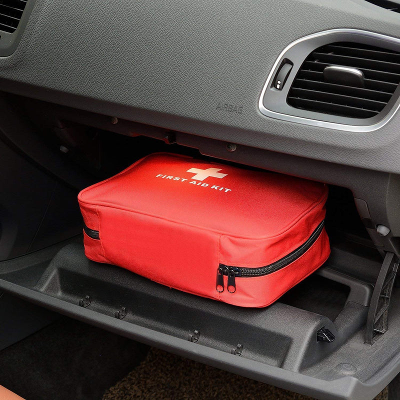 Red First Aid Kit Bag Empty, Empty Travel First Aid Bag Storage Compact Survival Medicine Bag for Home Office Car Businesses Camping Kitchen Sport Outdoors Red With Handles
