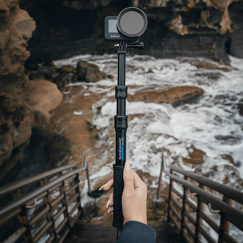 SANDMARC Pole - Compact Edition: 10-25" Waterproof Pole (Selfie Stick) for GoPro Hero 10, 9, 8, Max, 7, 6, 5, 4, Session, 3+, 3, 2, HD & Osmo Action