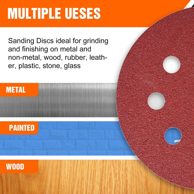 Sandpaper 125 mm Velcro 10 x 40/60/80/100/120/150/180/240 grit 8 hole sanding discs set for eccentric sanders (80 pieces) mixed grit