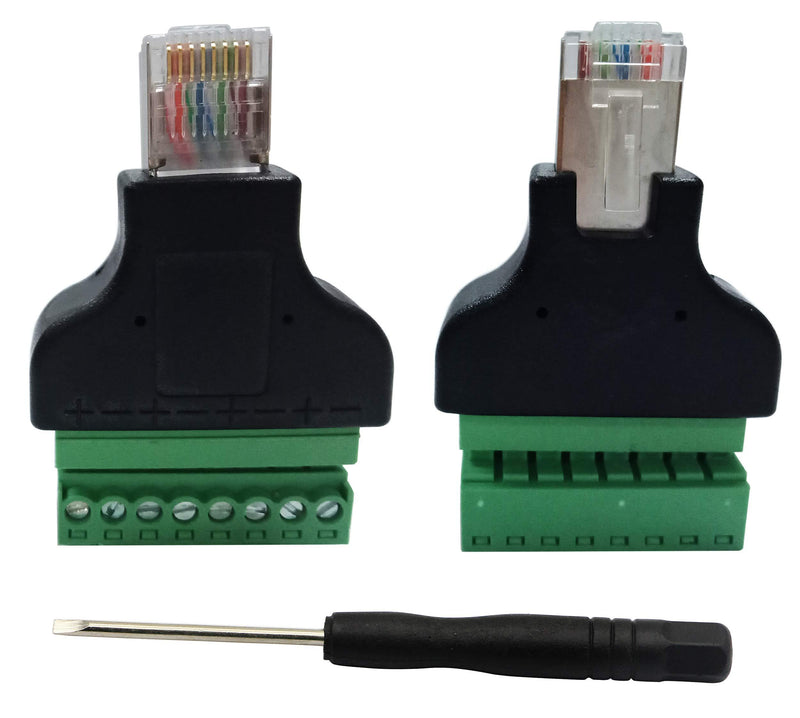 zdyCGTime RJ45 Male Plug to 8P 8C Female Bolt Screw Type terminals Ethernet Net Network Plug Cable for AV CCTV UTP DVR Cat5 Cat5e Cat6 Cat7 in-Line Coupler 300V 8A(2 Pack/M) Dividable/Male