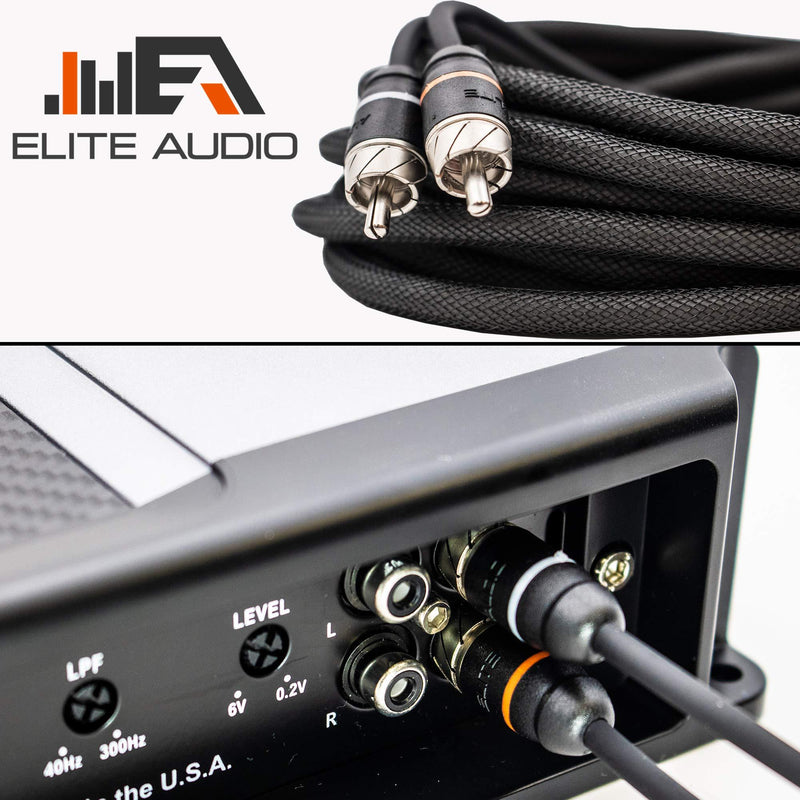 Elite Audio Premium Series 100% OFC Copper RCA Interconnects Stereo Cable, 2 Channel 12' Cord (2 x RCA Male to 2 x RCA Male Audio Cable, Double-Shielded with Noise Reduction, 12 Feet Long) 12' (ft) 2-Channel