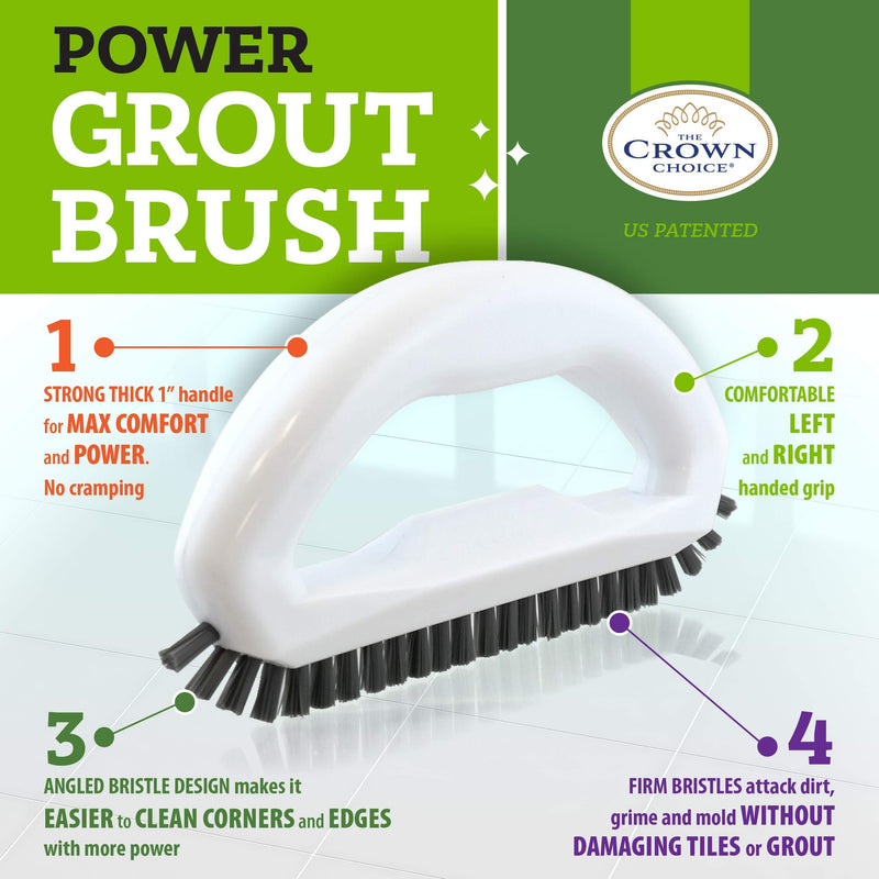 Grout Brush with Stiff Bristles – Clean Whiten Years of Dirty Grout Lines – Durable Hard Scrubbing Grout Cleaner Brush for Tile Floors – Comfortable Cleaning Handle – Tiles, Floors, Bathroom, Shower 1 Pack