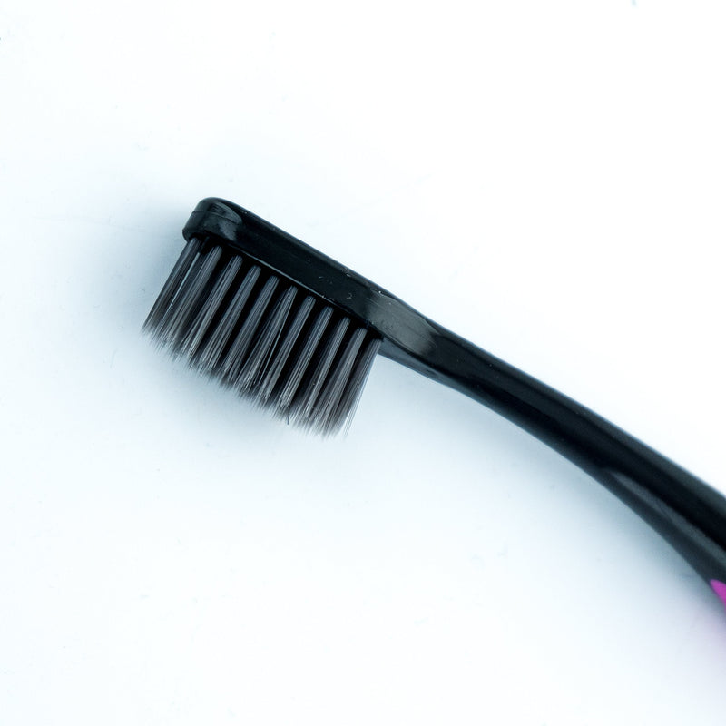 Activated Charcoal Bristle Toothbrush - Xtreme (Extreme) Soft, Ultrafine, Tapered bristles, Compact Head & Slim Design - (4 Count) 4 Count (Pack of 1)
