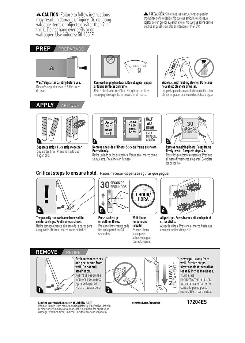 Command Picture Hanging Strips, Medium, White, Holds up to 12 lbs., 16-Pairs (32-Strips), Easy to Open Packaging 16 Pairs