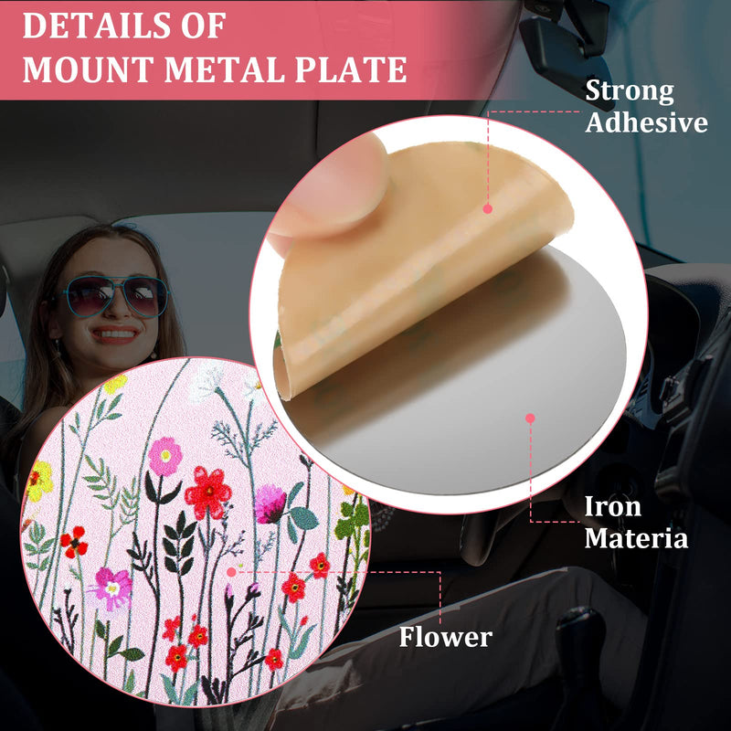 8 Pcs Phone Magnet Car Metal Plate Mount Metal Plate for Cell Holder Magnetic Car Mount Compatible with Magnetic Car Mounts Replacement Sticker (Floral Style) Floral Style