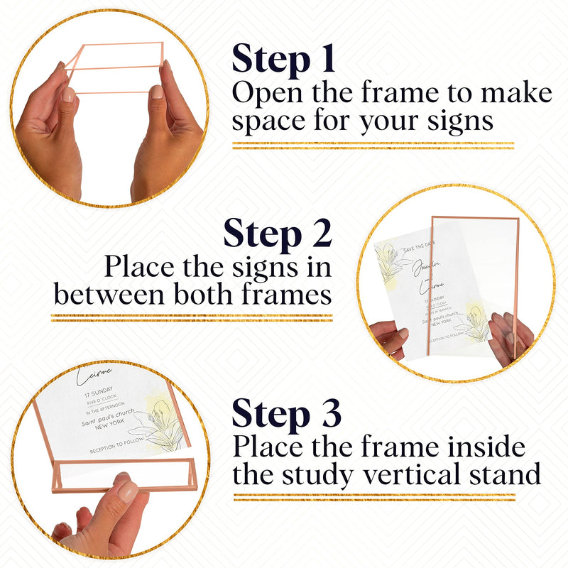 Super Star Quality Clear Acrylic Double Sided Frames Display Holder with Vertical Stand and 3mm Gold Border Pack of 6 4x6 Rose Gold … Rose Gold 6 Pack
