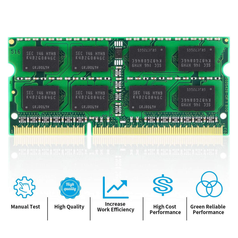 4GB DDR3 / DDR3L 1600MHz SODIMM RAM, Royemai PC3L-12800 2Rx8 1.35V 1.5V CL11 204-pin Notebook Laptop RAM Memory Module DDR3L 12800 1x4G-12800SL-Green