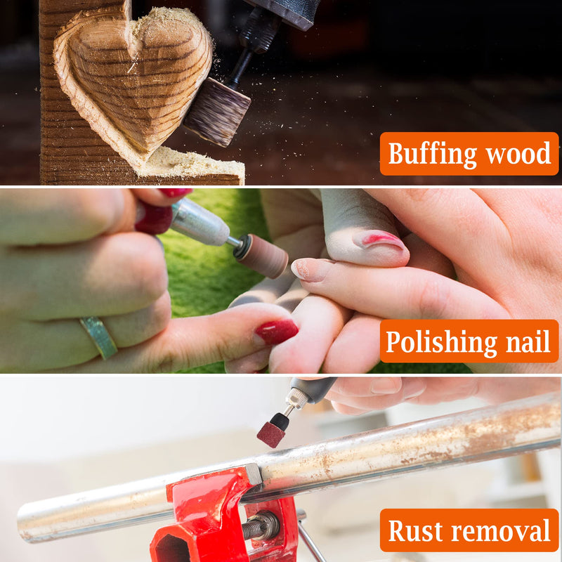 AUSTOR 132 piece sanding sleeve set with free box including 120 pieces sanding bands and 12 pieces sanding roller for Dremel rotary tool