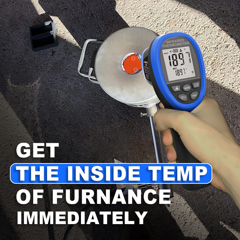 Digital Infrared Thermometer - Non Contact High Temperature Gun ANNMETER AN-1500 Infra Pyrometer Temp Gauge -58~2732℉ Handheld IR Laser Reader for Cooking Kiln HVAC (NOT for Human Temp) Blue