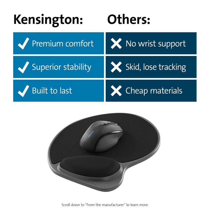 Kensington 62816 Memory Foam Mouse Wrist Pillow (KMW62816) Black