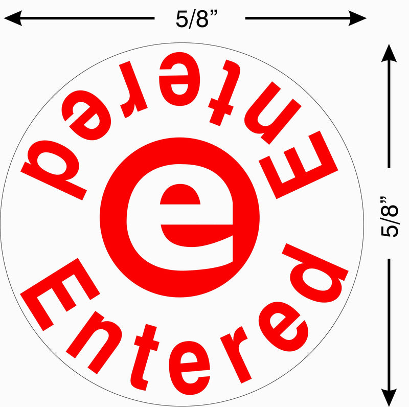 Supply360 AS-IMP2011 Round Stamp Entered Written on top and Bottom with E in The Middle, Red Ink, Durable, Light Weight Self-Inking Stamp, 5/8" Impression Area