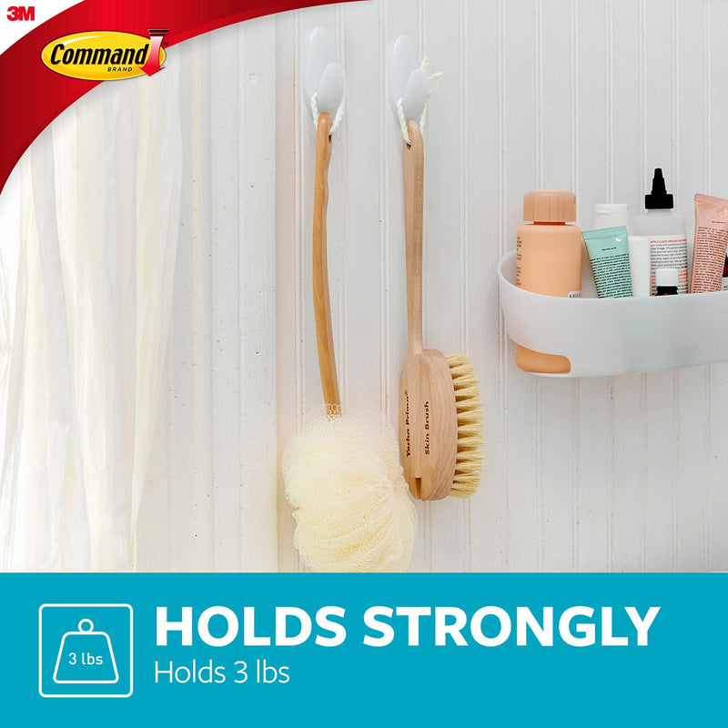 Command Bath Medium Hook Value Pack, Clear Frosted, 6-Medium Hooks, 6-Water Resistant Strips, Organize Damage-Free 6 Hooks